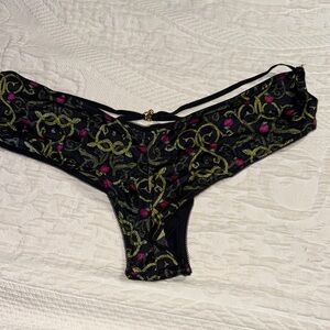 Victoria's Secret Black and Green Lace Panties